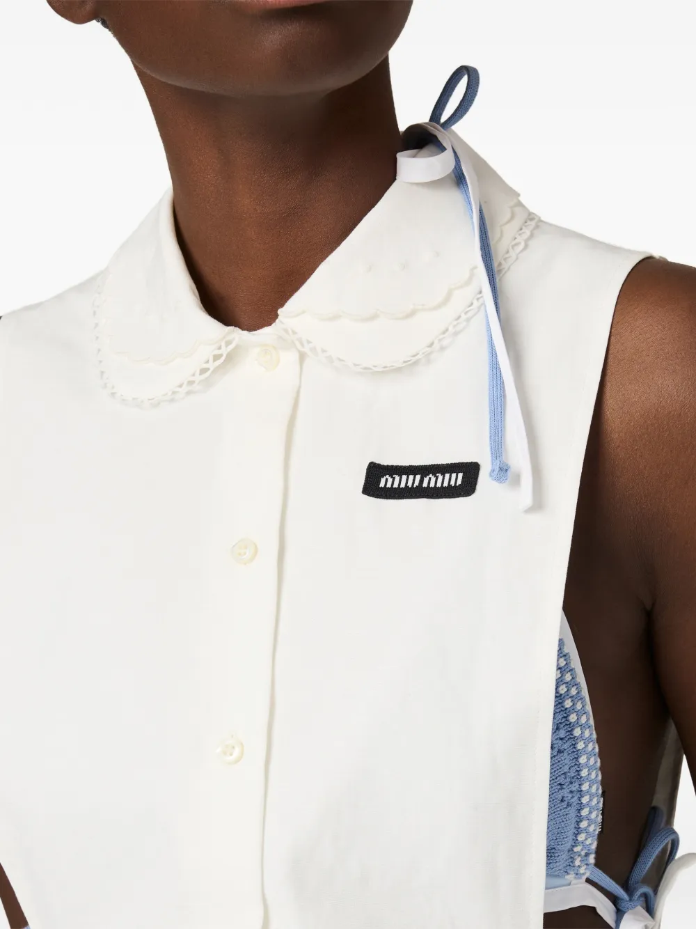Miu Popeline blouse met zijstrik Wit
