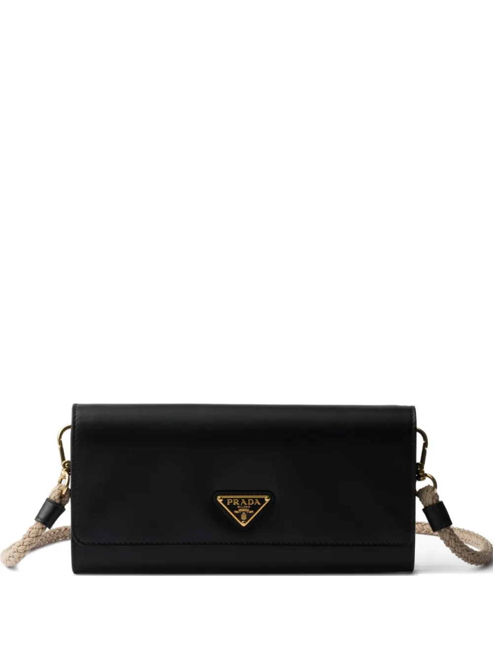 Prada Portafoglio in pelle con tracolla - Nero