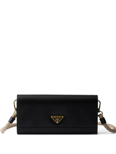 Prada leather wallet with shoulder strap