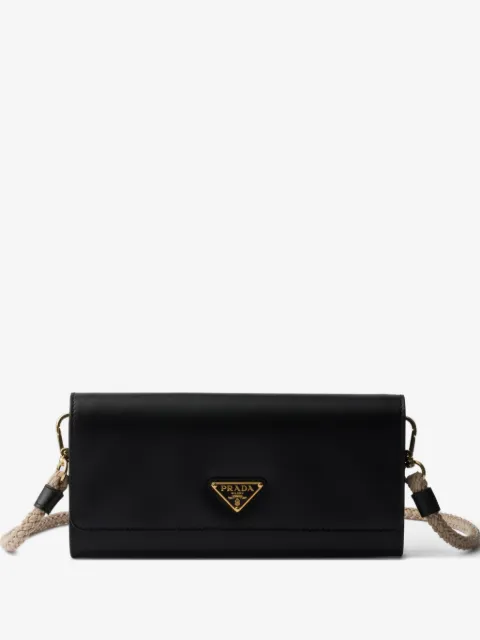 Prada leather wallet with shoulder strap