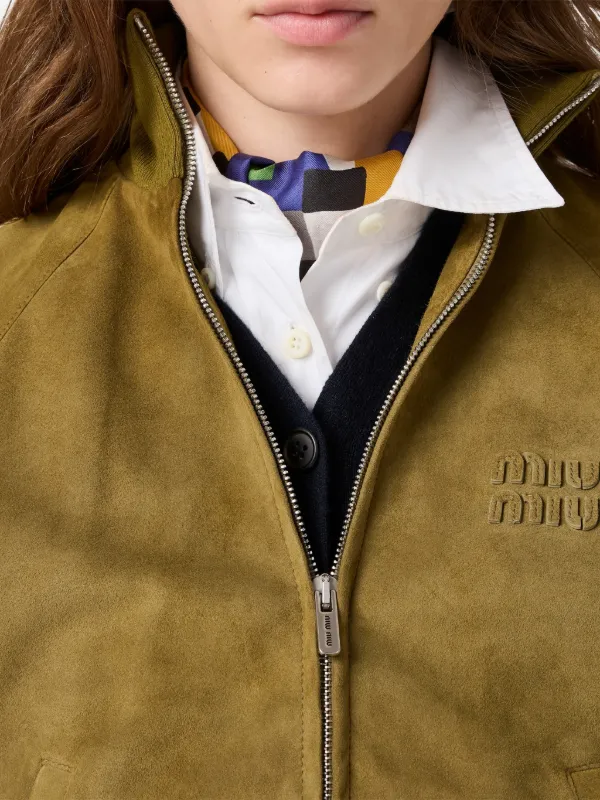 Miu Miu ワックススエード ジャケット | グリーン | FARFETCH JP