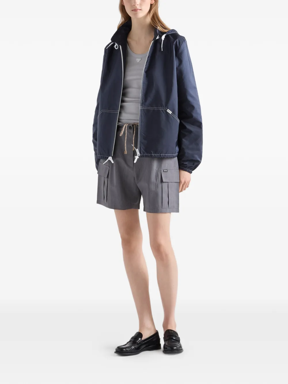 Prada Lichtgewicht Re-Nylon jack Blauw
