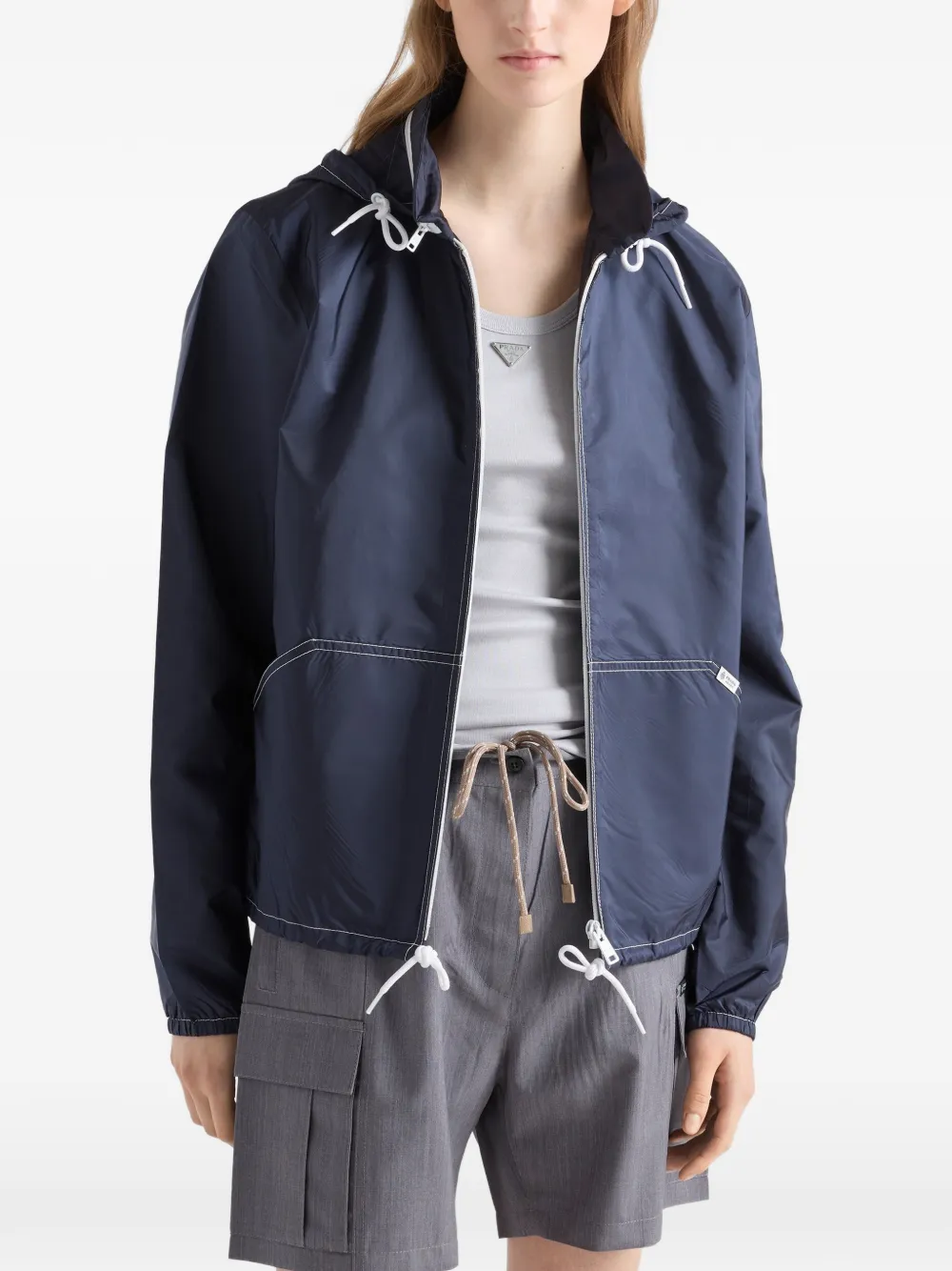 Prada Lichtgewicht Re-Nylon jack Blauw