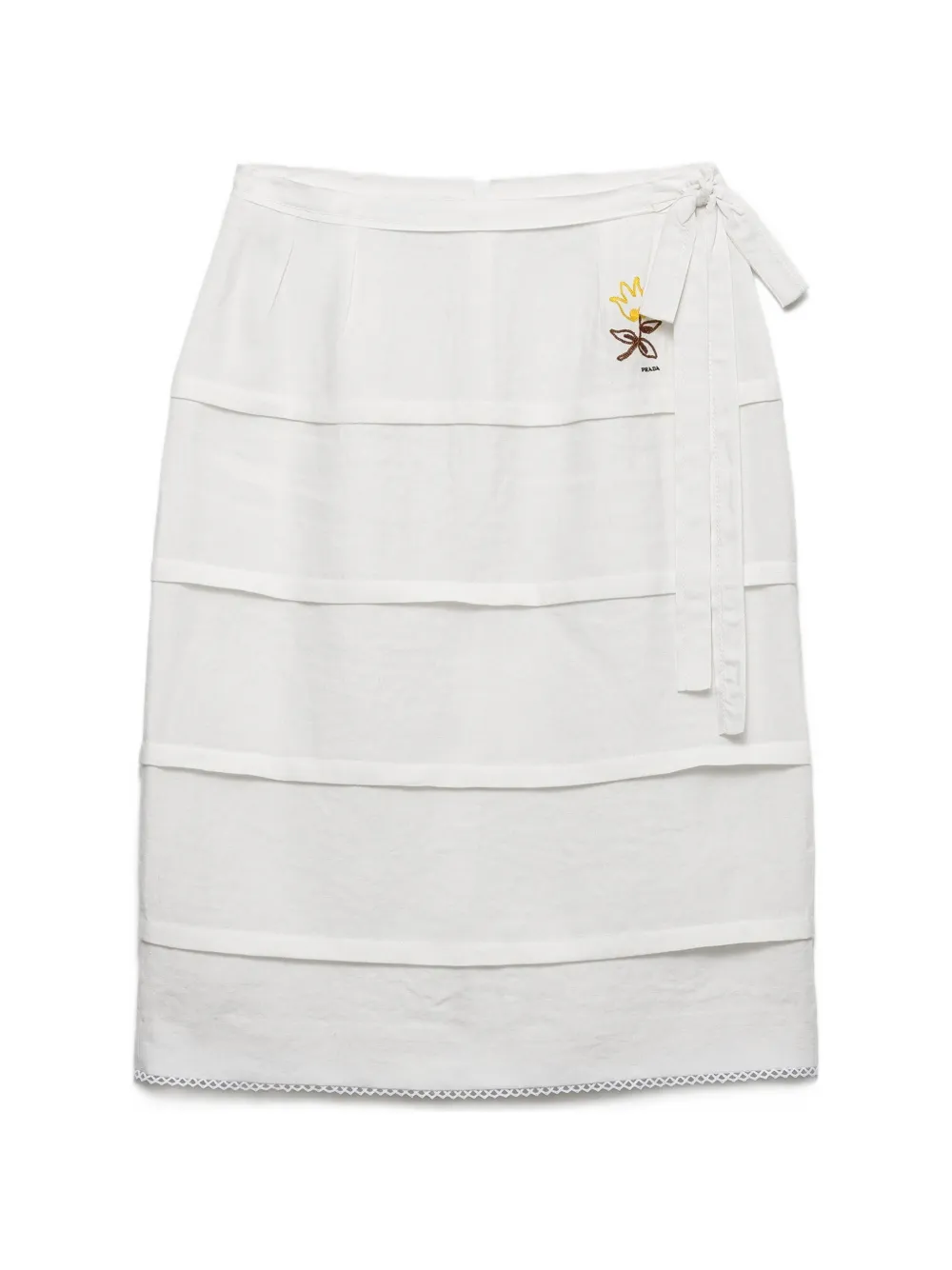 Prada embroidered linen skirt - Bianco