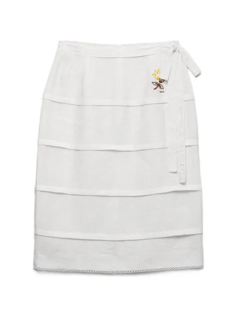 Prada embroidered linen skirt