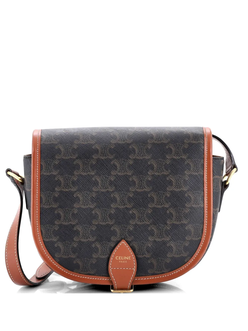 Celine Pre-Owned Folco Bag Triomphe Coated Canvas Medium crossbody bag - Braun