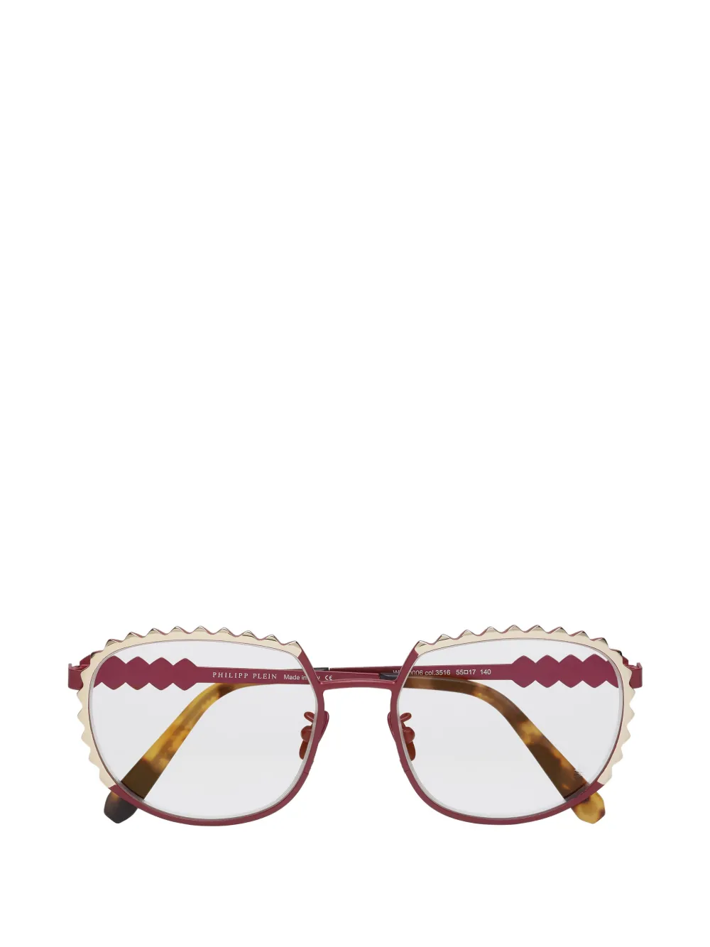 Philipp Plein studded geometric-frame glasses - Rosso