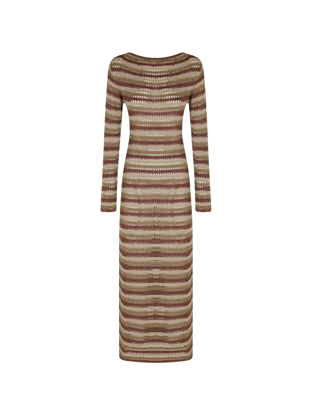 MC2 Saint Barth Robyn gestreepte midi-jurk met open rug Goud