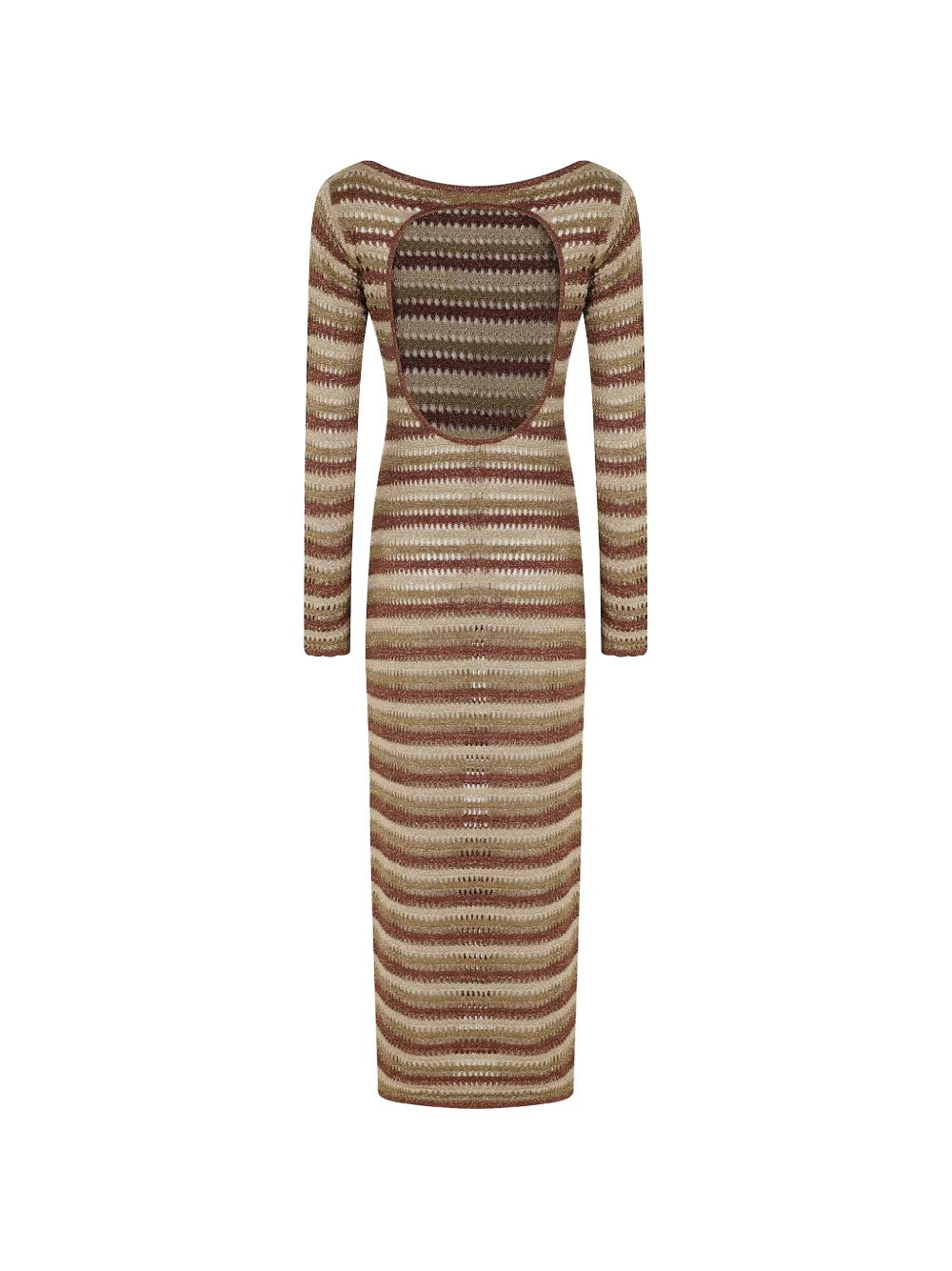 MC2 Saint Barth Robyn gestreepte midi-jurk met open rug Goud
