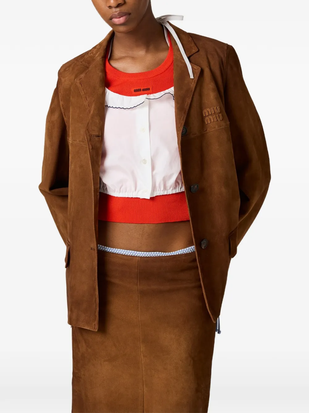 Miu Katoenen trui met ronde hals Oranje
