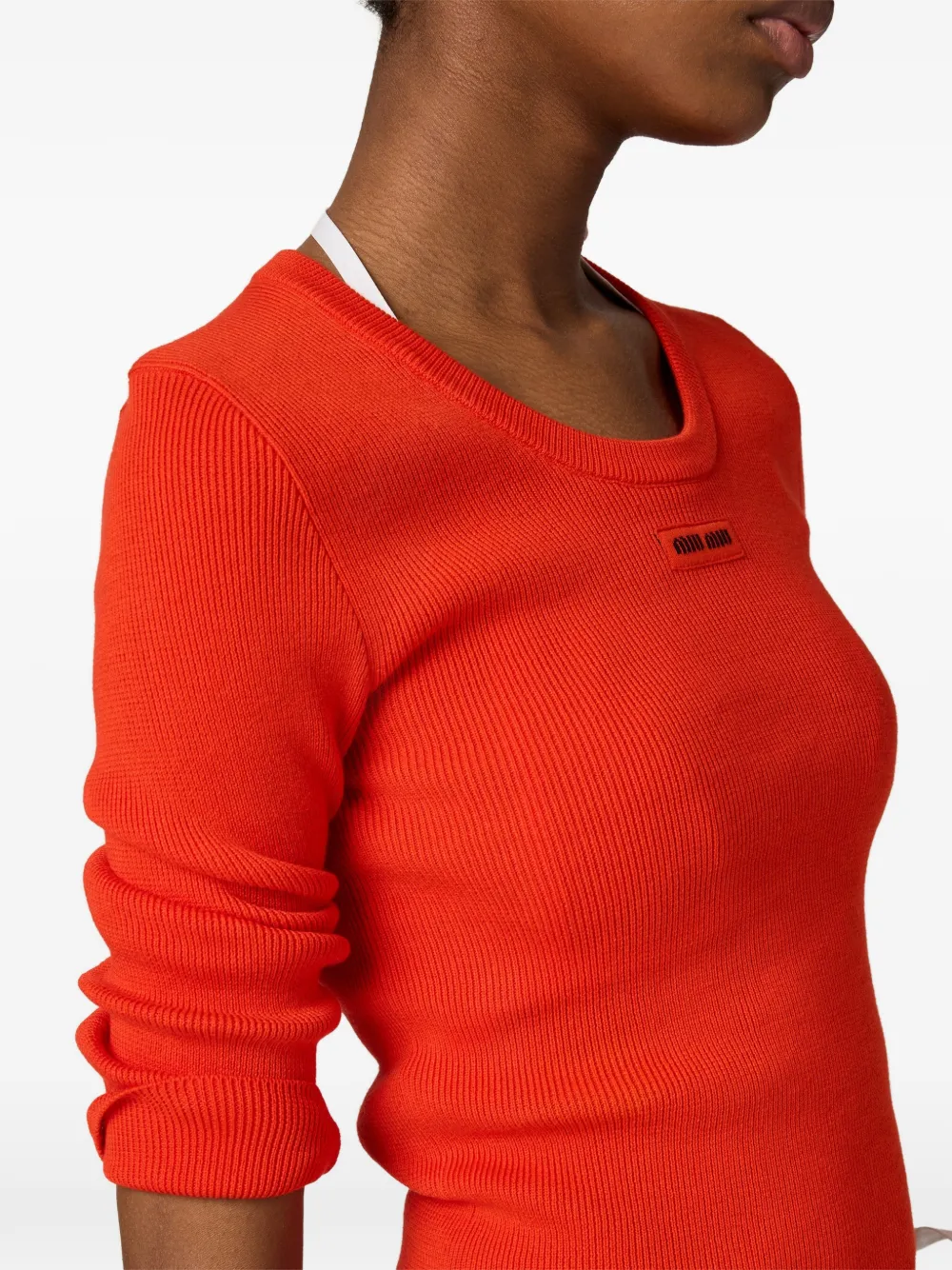 Miu Katoenen trui met ronde hals Oranje