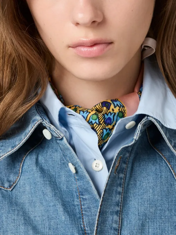 Miu Miu logo-embroidered side-tie Shirt | Blue | FARFETCH ZA