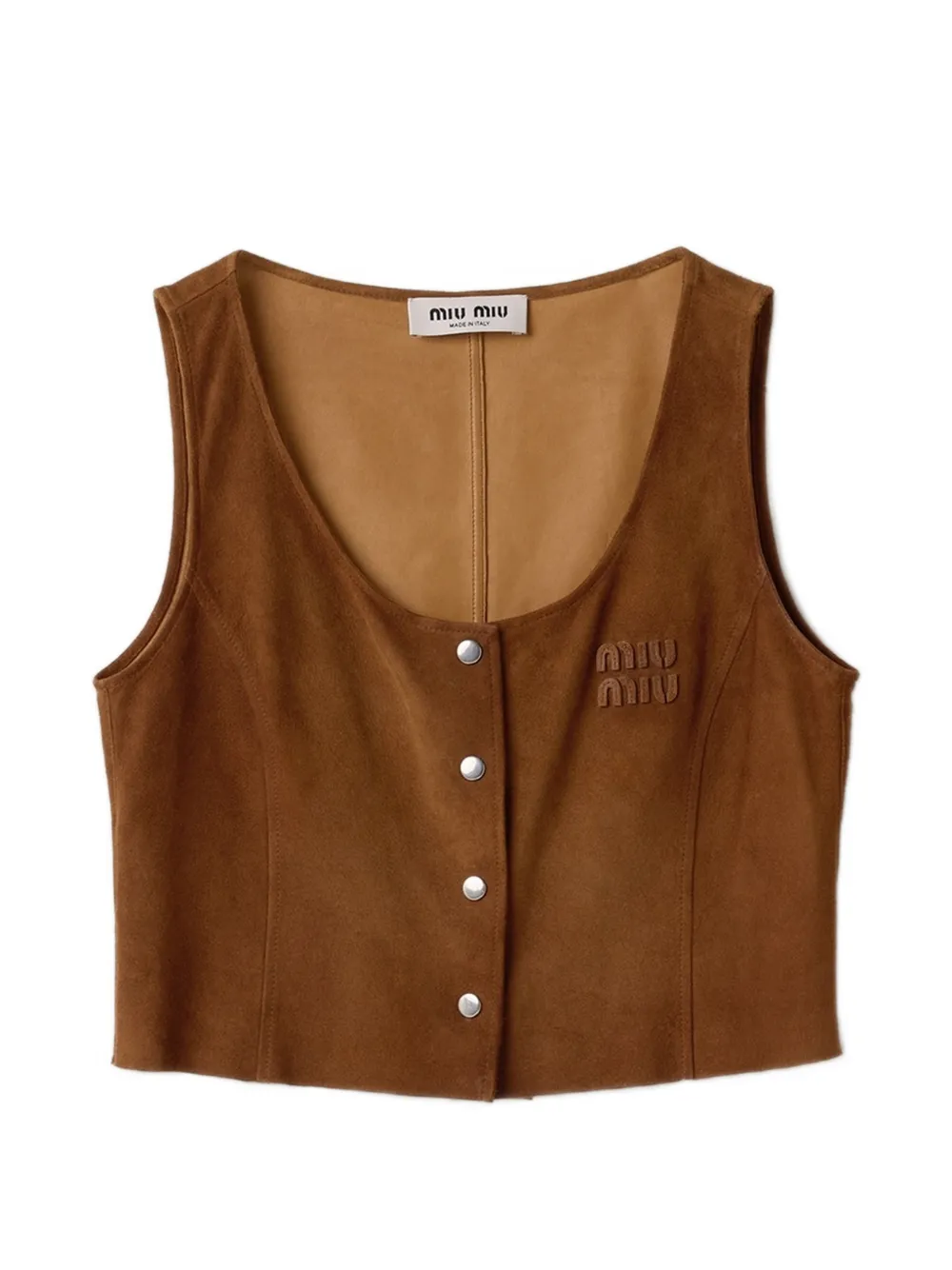 Miu Miu waxed suede top - Brown