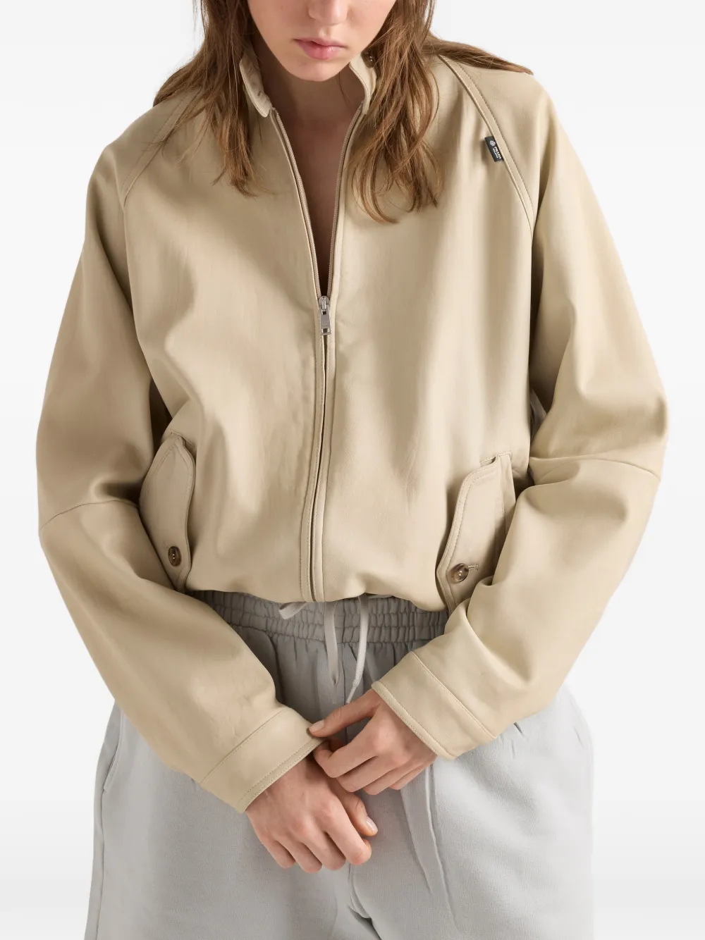 Prada Leren bomberjack Beige