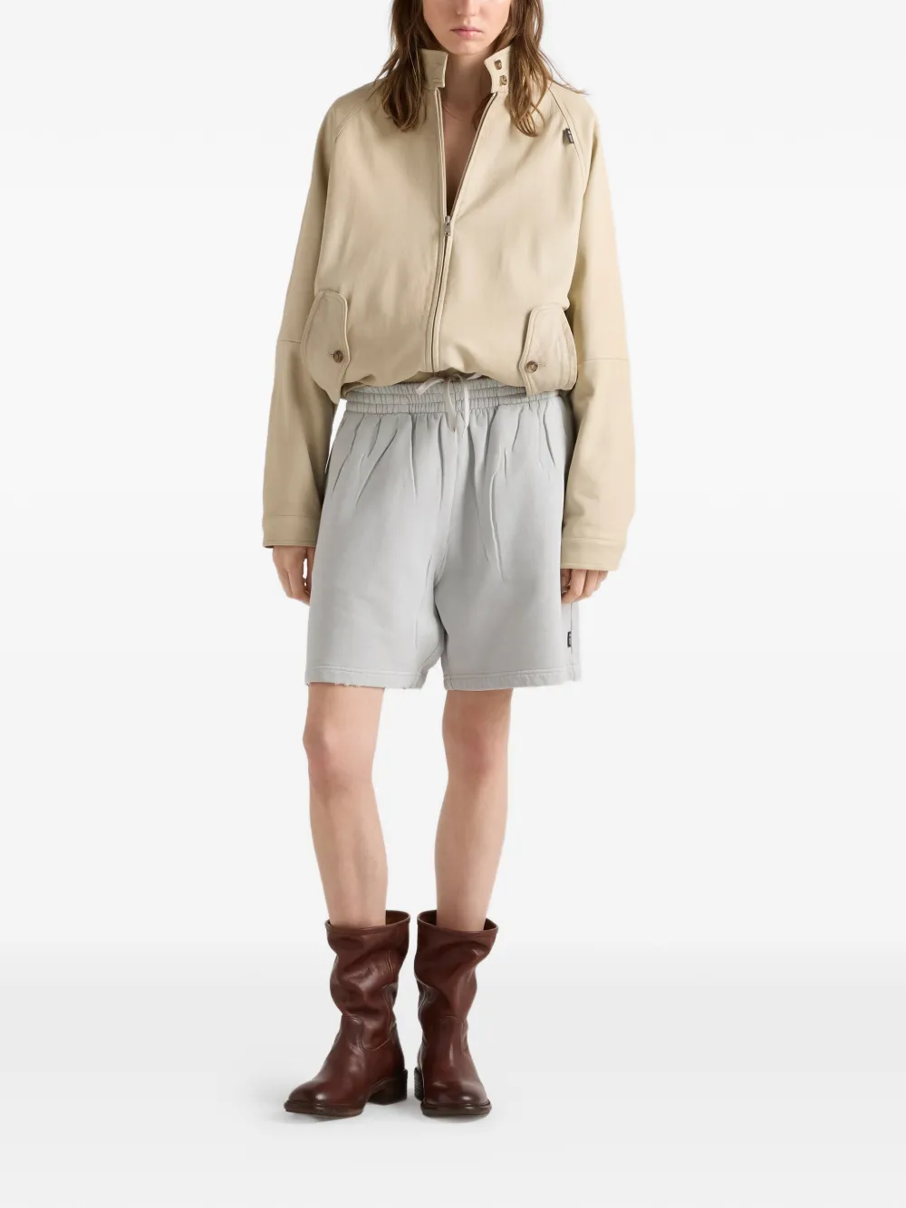 Prada Leren bomberjack Beige