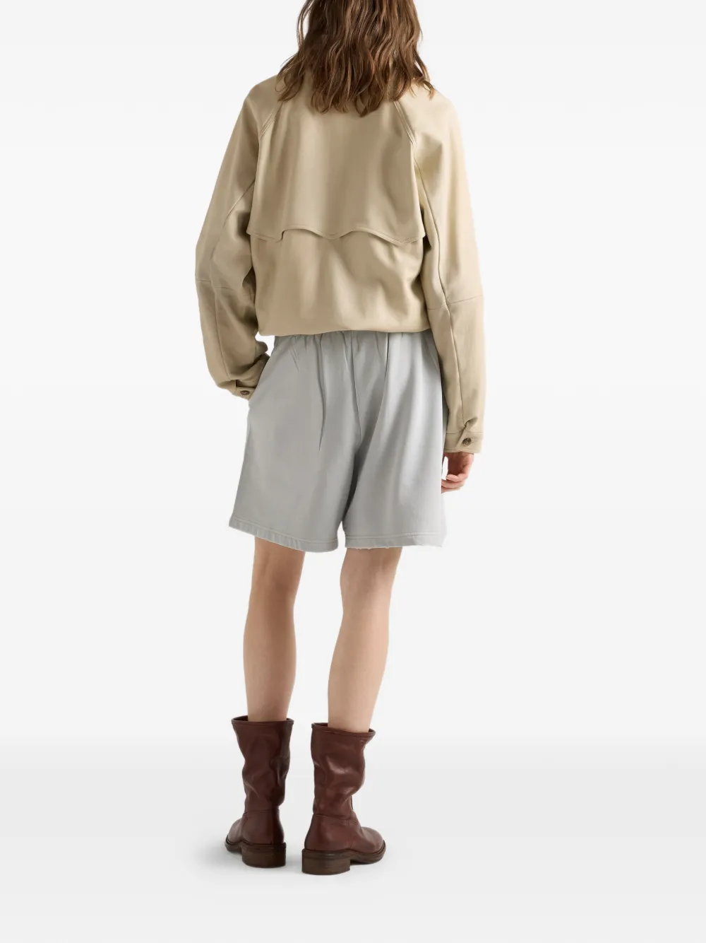 Prada Leren bomberjack Beige