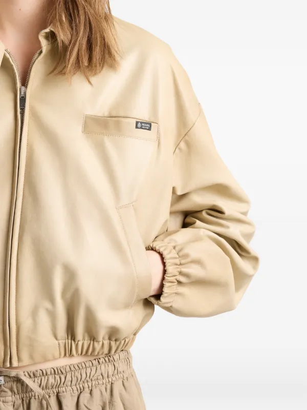 Prada Cropped Nappa Leather Jacket | Neutrals | FARFETCH