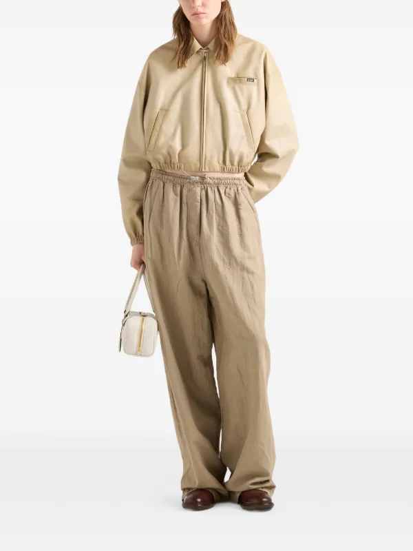 Prada Cropped Nappa Leather Jacket | Neutrals | FARFETCH