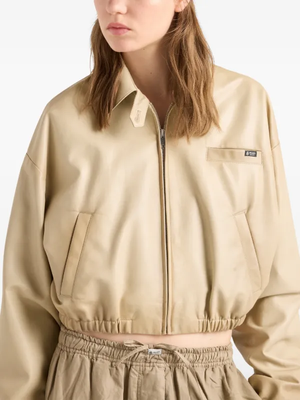 Prada クロップド レザージャケット | ニュートラル | FARFETCH JP