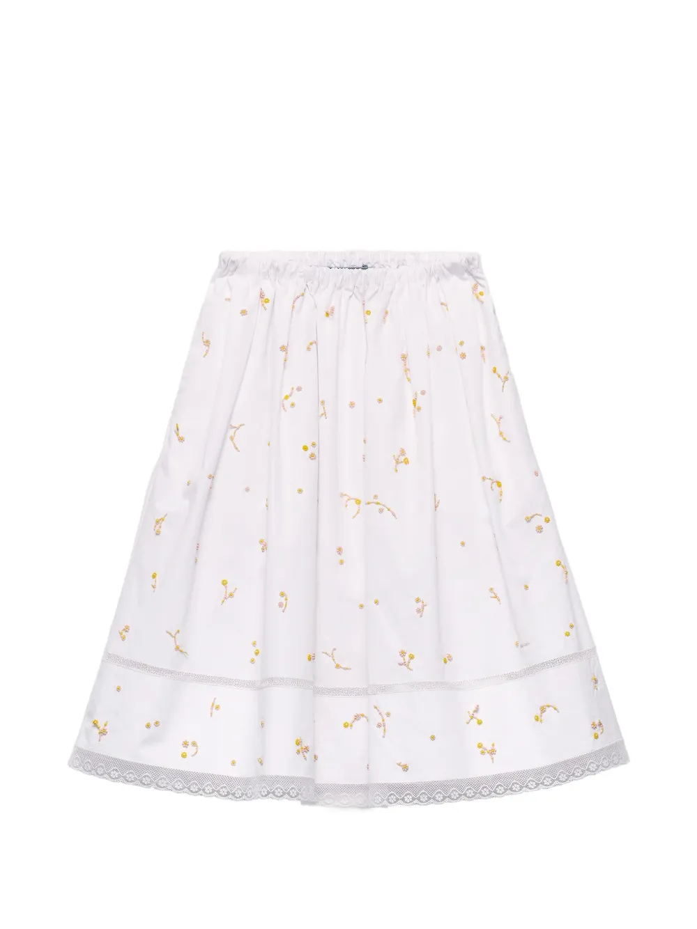 Prada embroidered poplin skirt - White