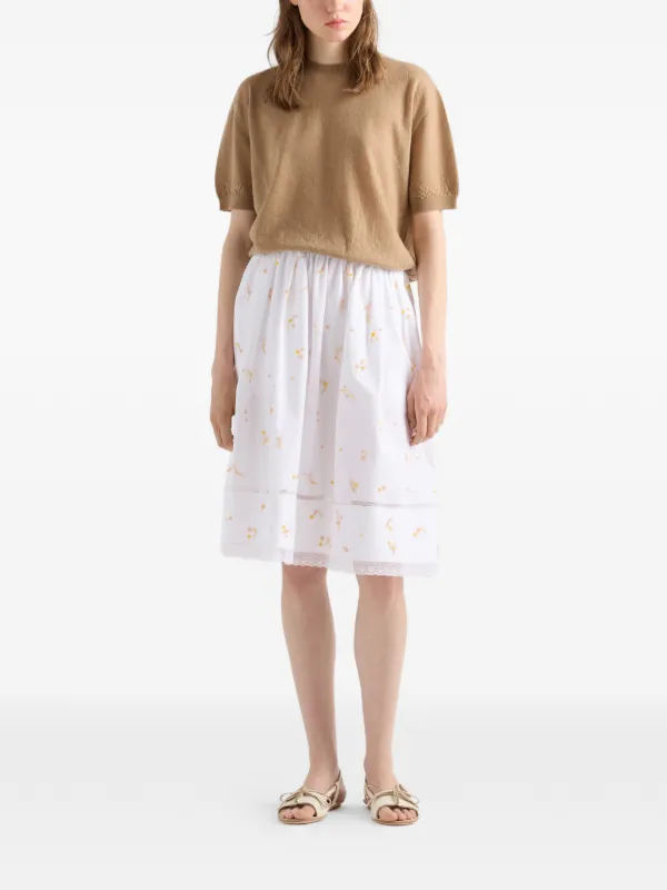 Prada エンブロイダリー スカート | ホワイト | FARFETCH JP