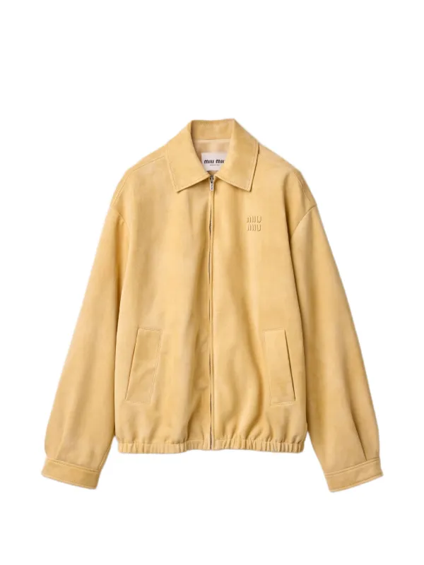 Miu Miu イエロー ナイロン ジャケット Mサイズ Miu Miu Waxed Suede Blouson Jacket | Yellow | FARFETCH NZ