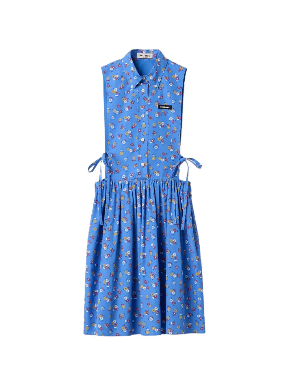 Miu Miu poplin side-tie dress - Blau