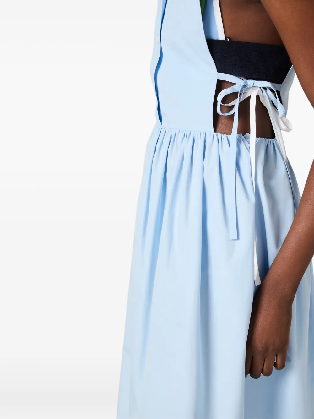 Miu Popeline jurk met strik aan de zijkant Blauw