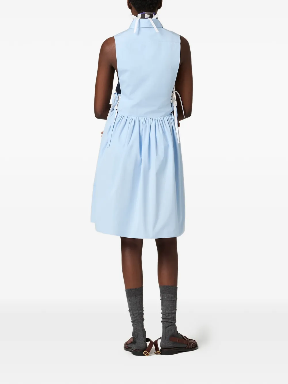Miu Popeline jurk met strik aan de zijkant Blauw