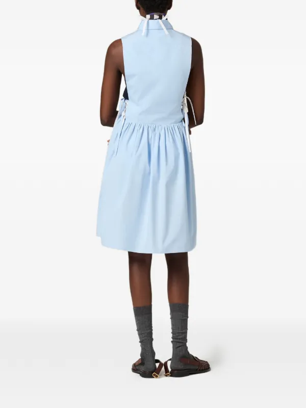 Miu Miu Poplin Side Tie Dress | Blue | FARFETCH