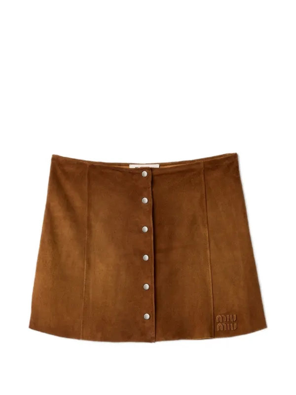 Miu Miu Waxed Suede Miniskirt | Brown | FARFETCH KW