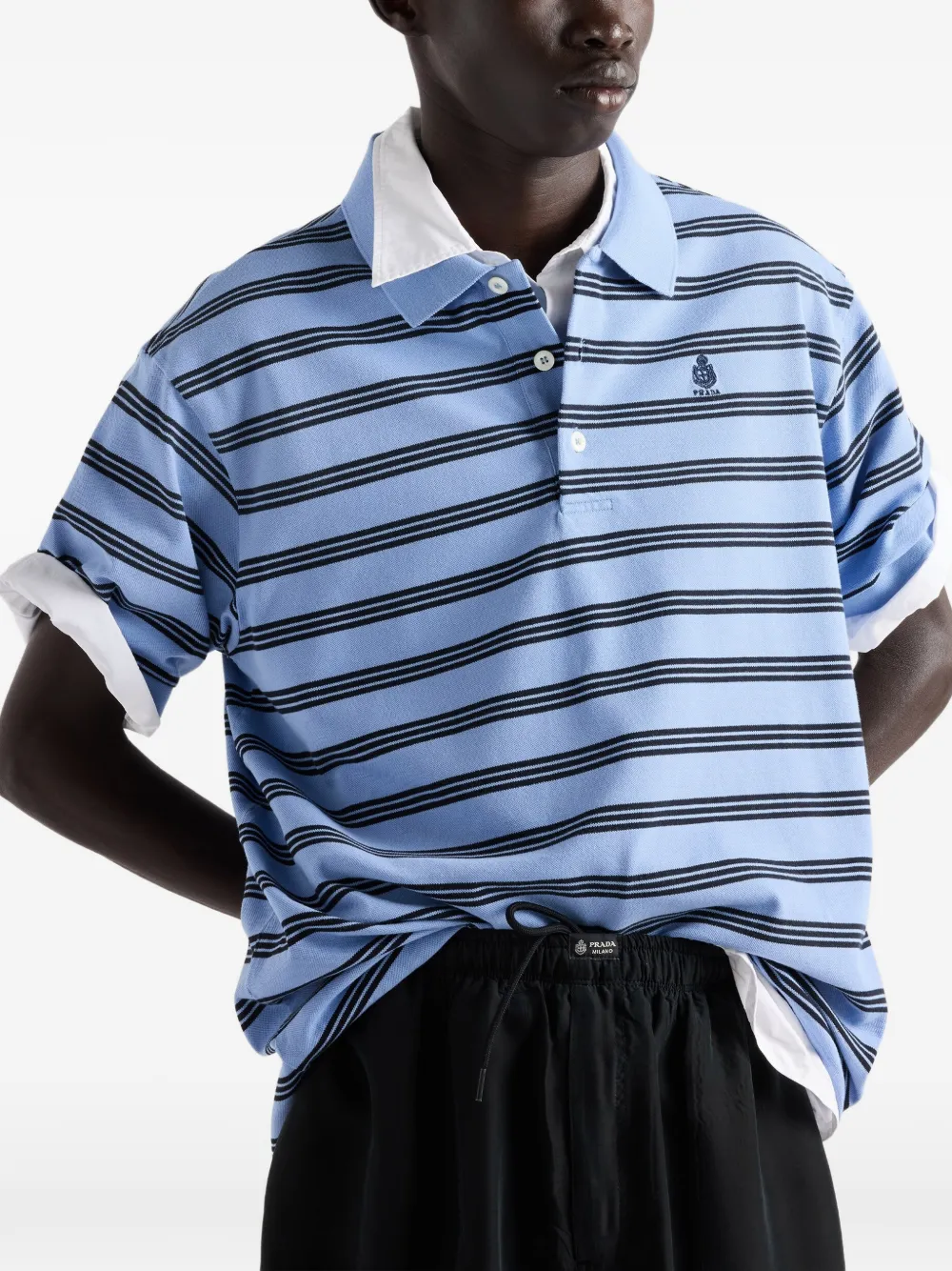 Prada Geverfd katoenen poloshirt Blauw
