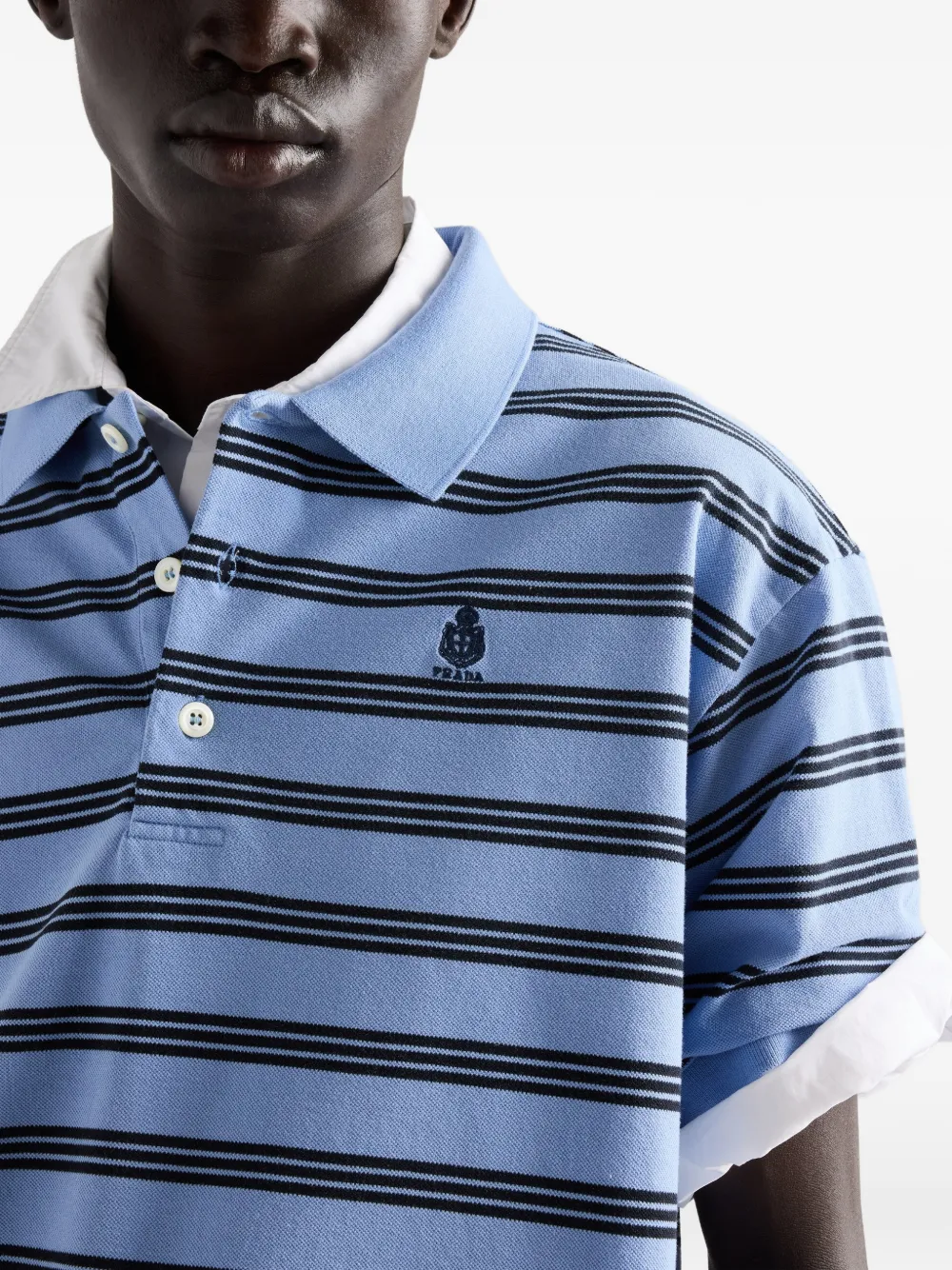 Prada Geverfd katoenen poloshirt Blauw