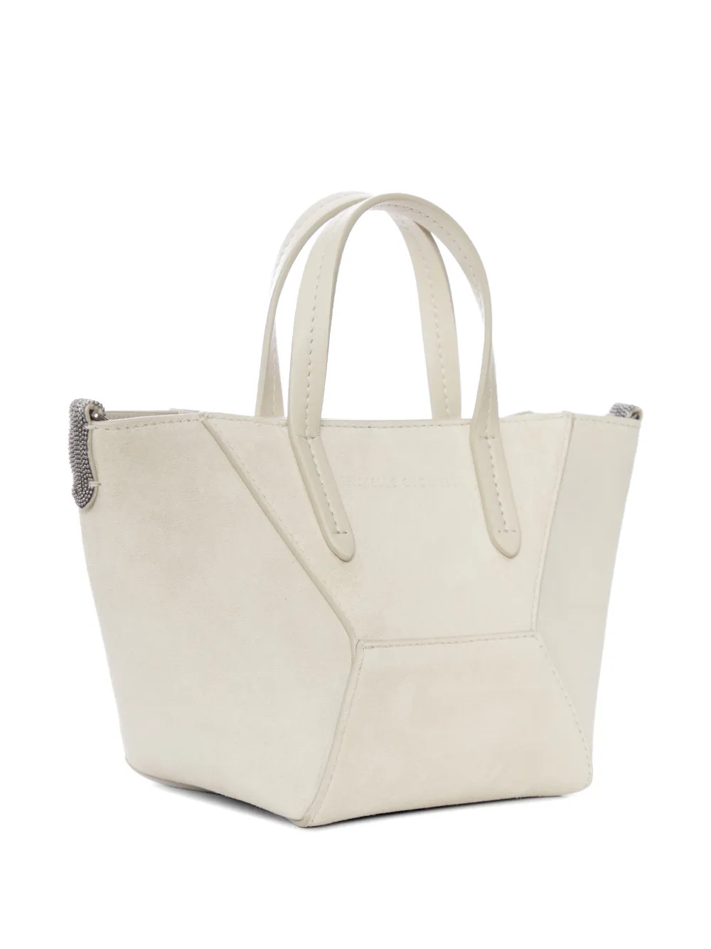 Brunello Cucinelli Suède shopper met geometrische vlakken Beige