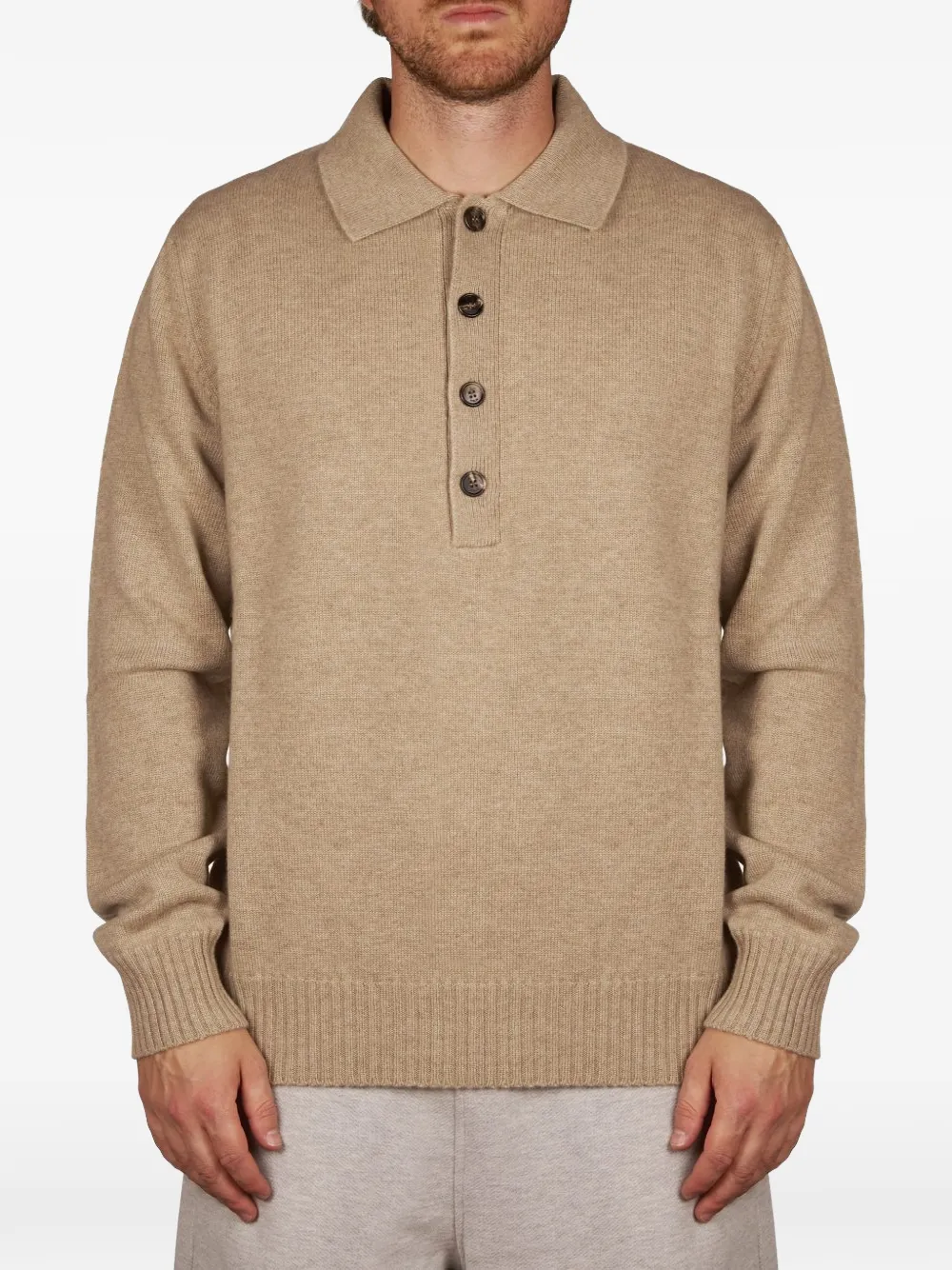 Malo long-sleeve polo shirt Beige