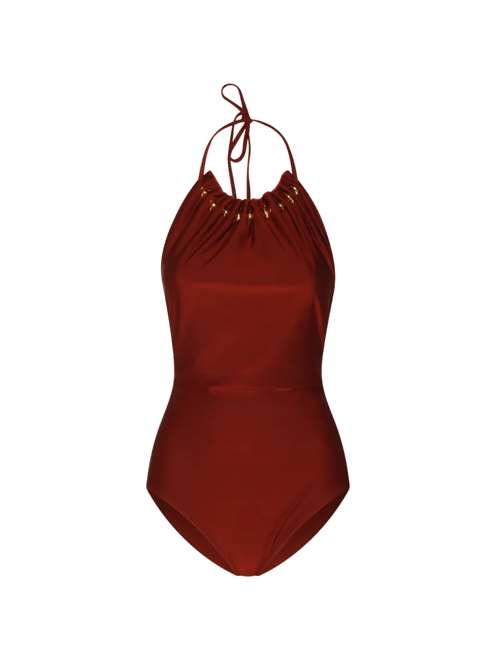 ZIMMERMANN embellished halterneck swimsuit - Red
