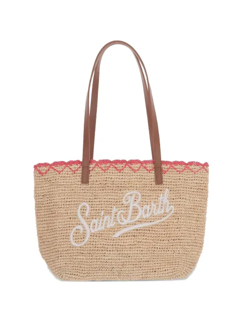 MC2 Saint Barth embroidered-logo raffia tote bag