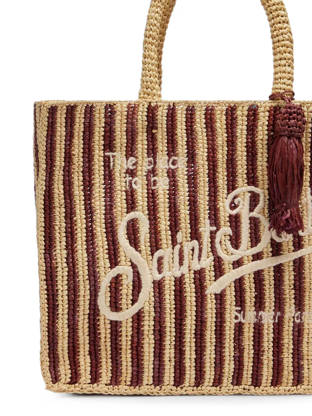 MC2 Saint Barth Collette gestreepte raffia shopper Rood
