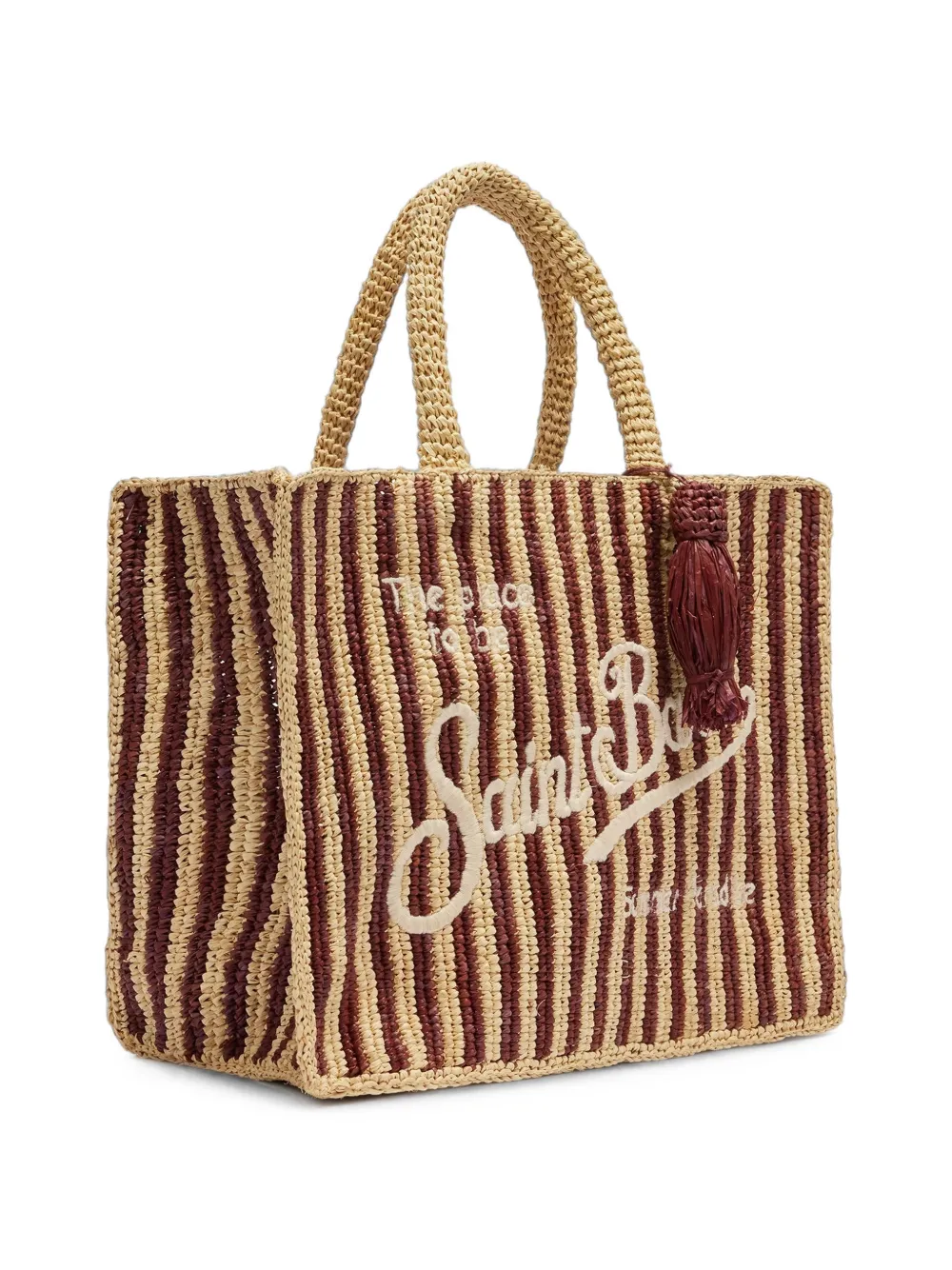 MC2 Saint Barth Collette gestreepte raffia shopper Rood