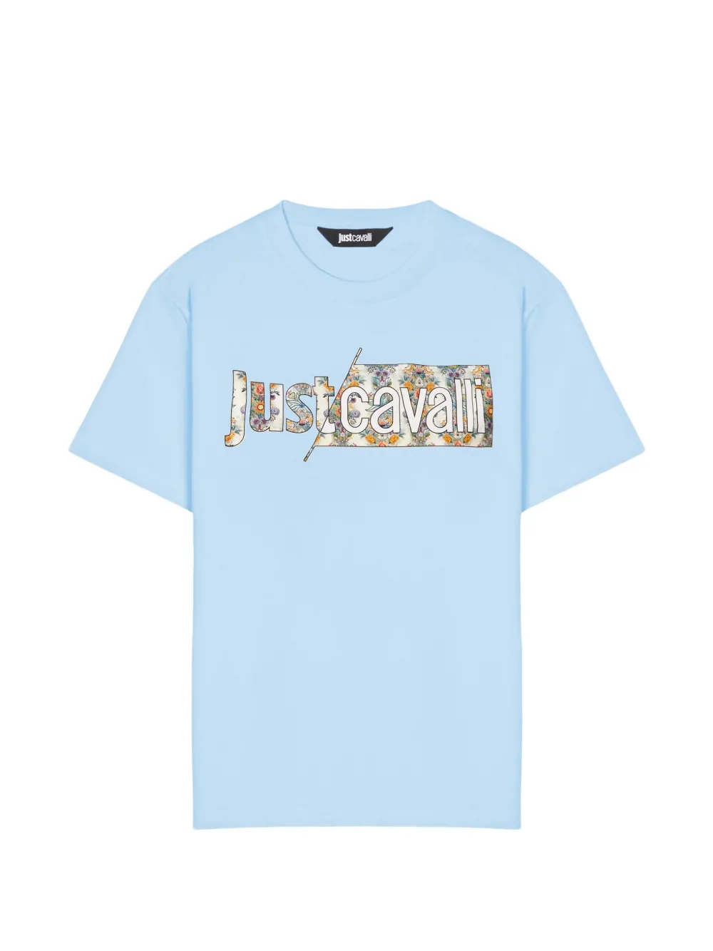 Just Cavalli floral-logo T-shirt - Blau