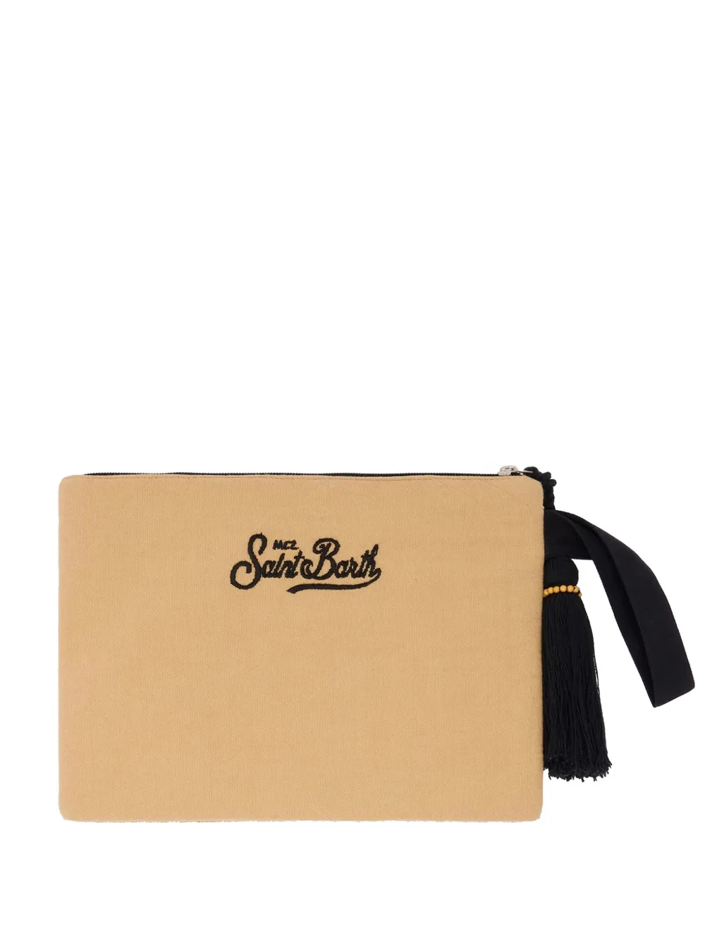 MC2 Saint Barth Clutch met luipaardprint en kralen Beige