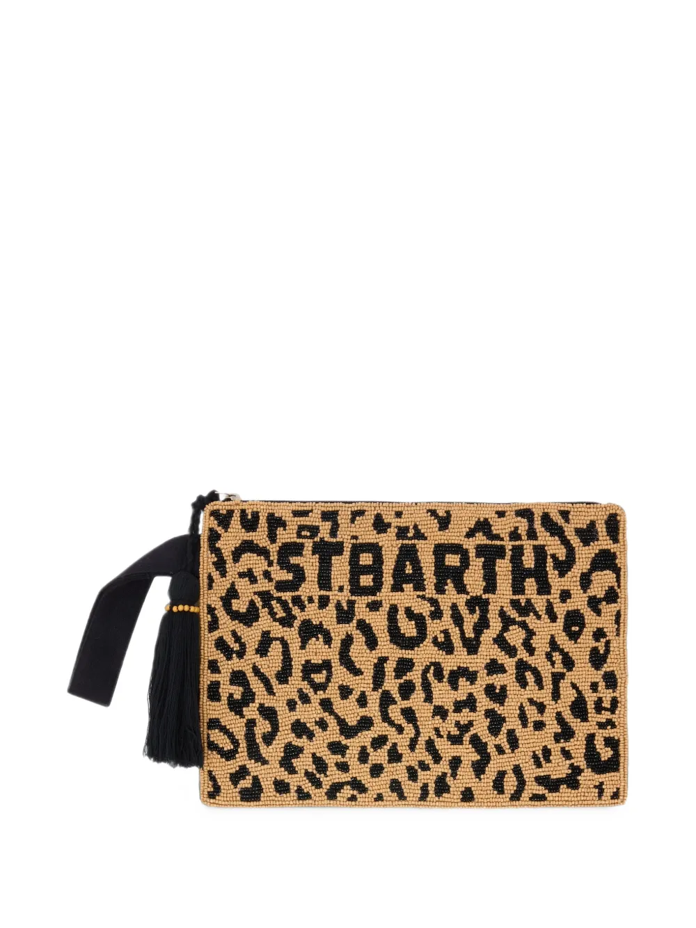 MC2 Saint Barth Clutch met luipaardprint en kralen Beige