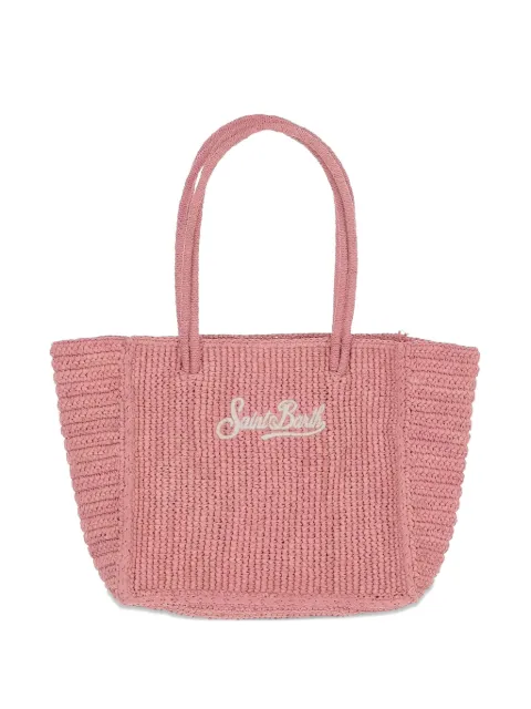 MC2 Saint Barth logo-embroidered raffia shoulder bag
