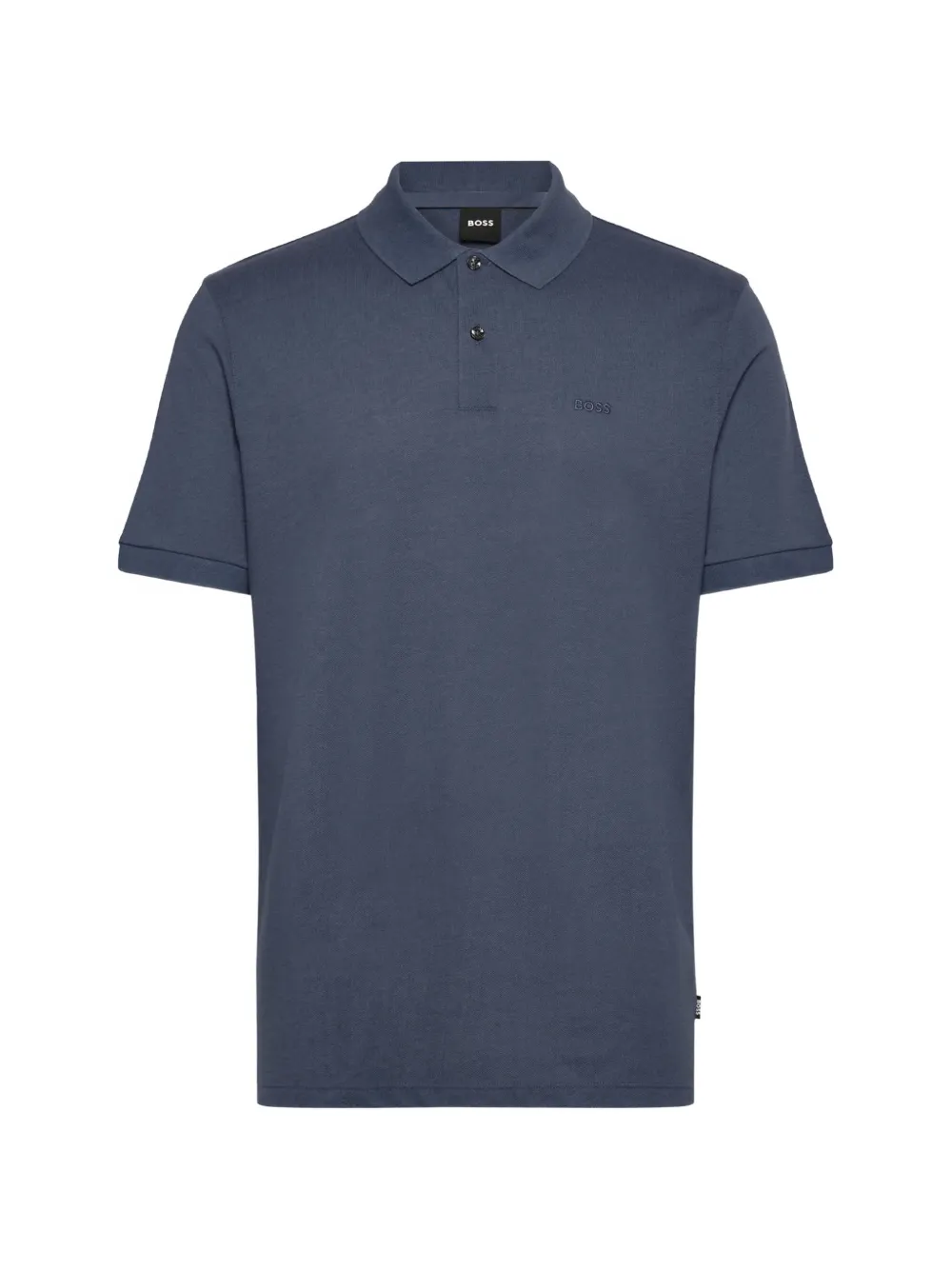 BOSS logo-embroidered cotton polo shirt - Blu