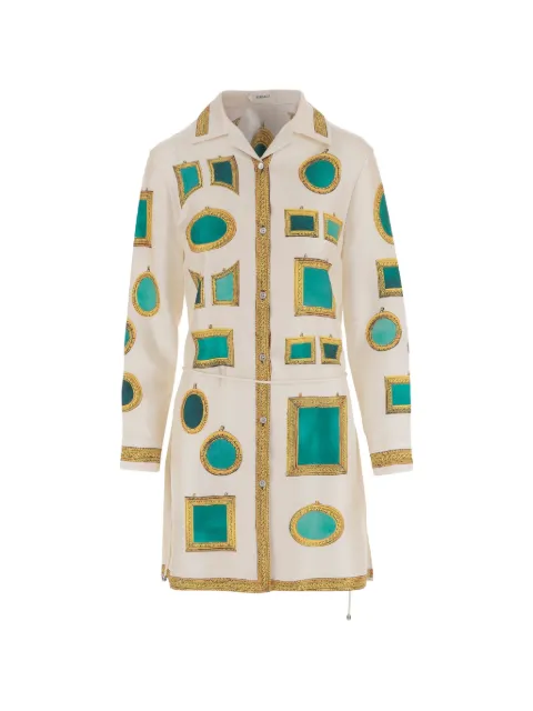 Versace graphic-print button-down mini shirt dress