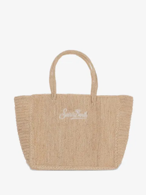 MC2 Saint Barth logo-embroidered raffia shoulder bag