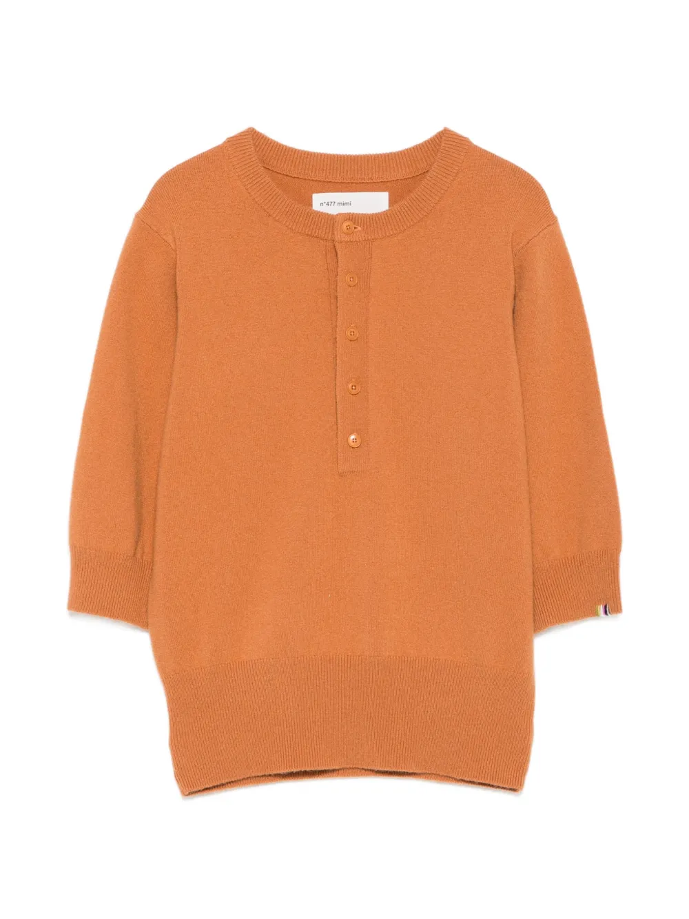 extreme cashmere button-placket top - Arancione