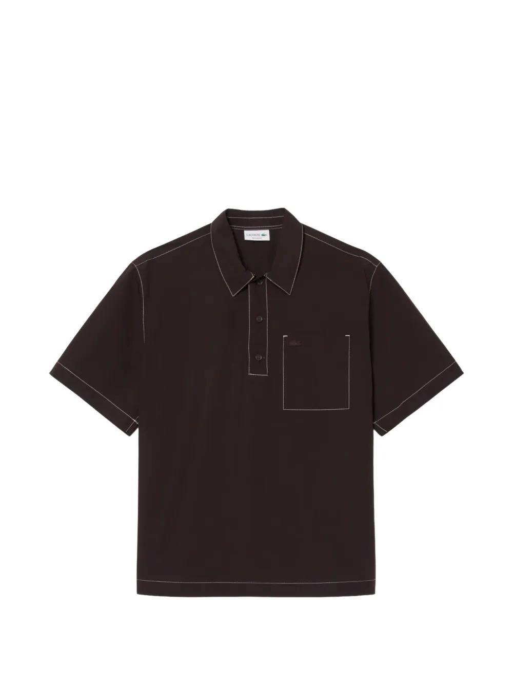 Lacoste contrast-stitch chest-pocket shirt - Marrone
