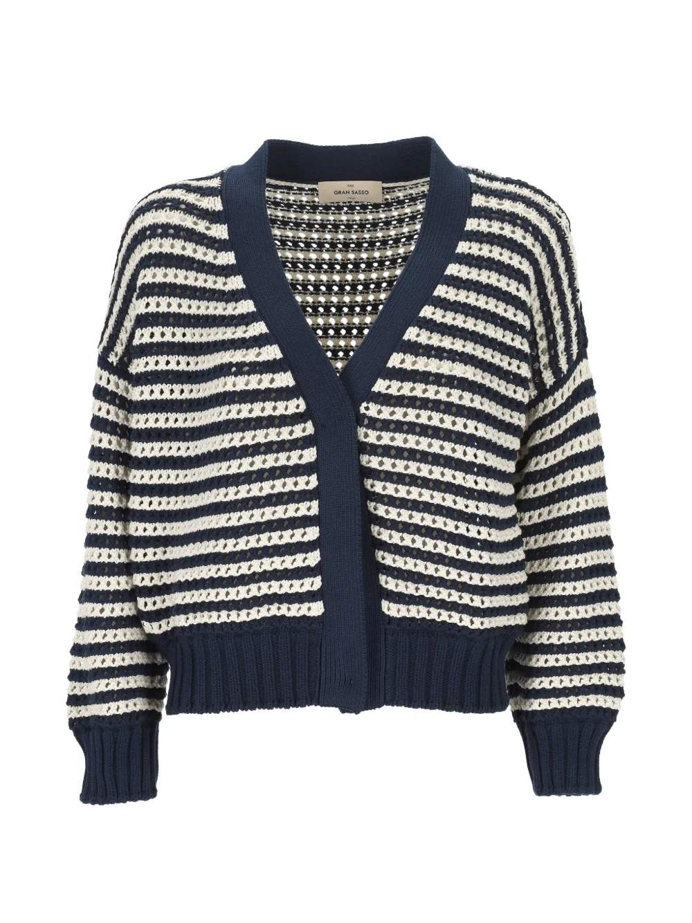 Gran Sasso striped open-knit cardigan - Blue