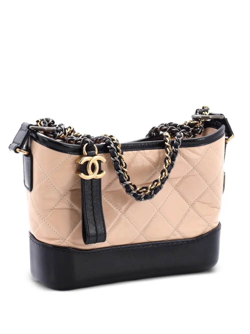 CHANEL Pre-Owned Bicolor Gabrielle Quilted Aged Calfskin Small hobo bag - Toni neutri